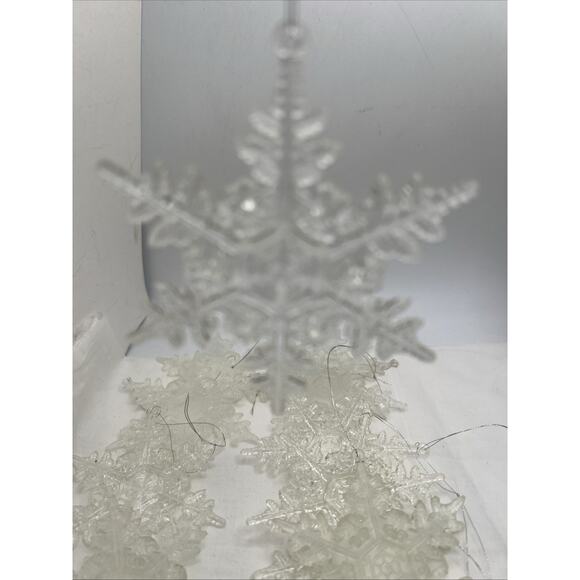 Christmas Snowflake Clear And Frosted Tree Ornaments Set Of 11 - Picture 4 of 5